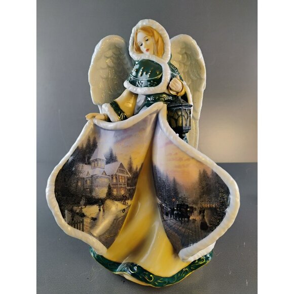 Thomas Kinkade Winter Angels of Light #3 Angel of Peace Illuminated 8" Figurine - Picture 2 of 7